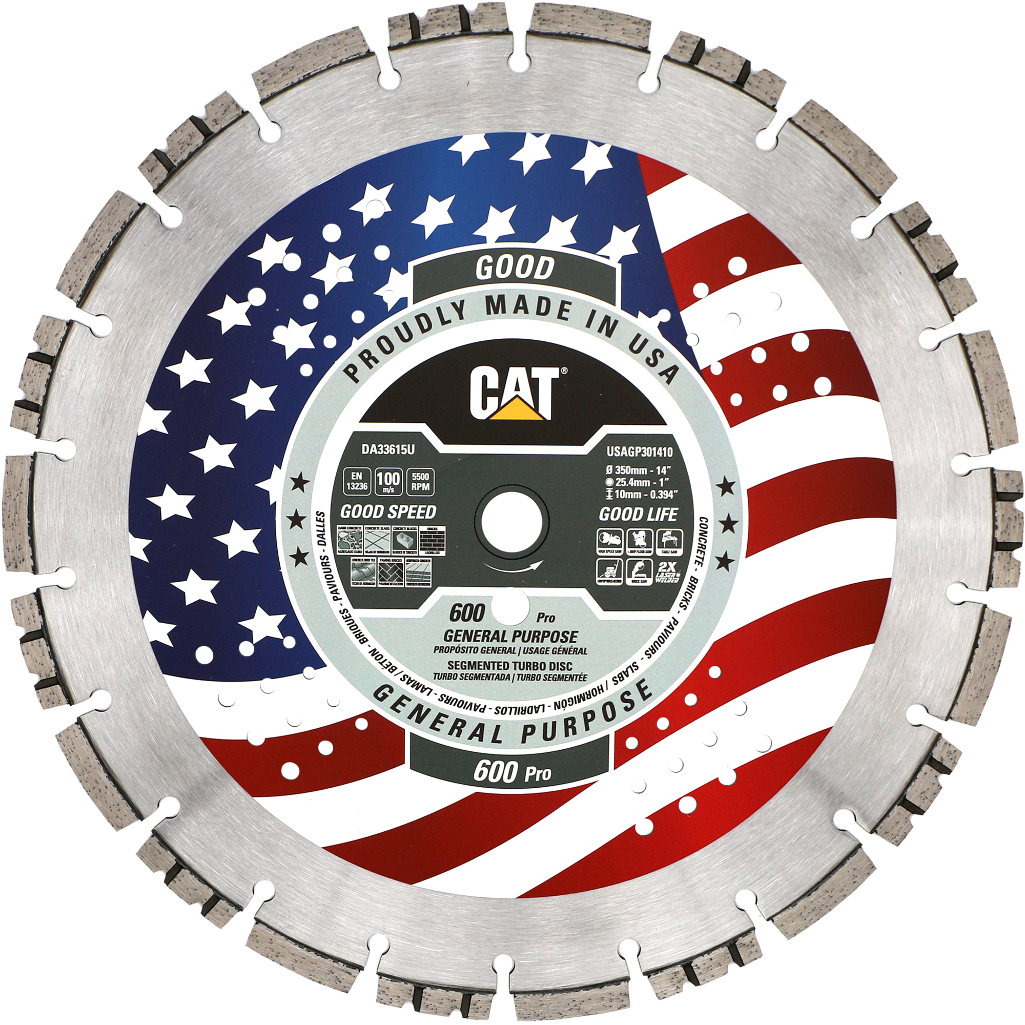 CAT, Cat 600 Pro Made in USA General Purpose 14in., Blade Diameter 14 in, Included (qty.) 1 Model# DA33615U